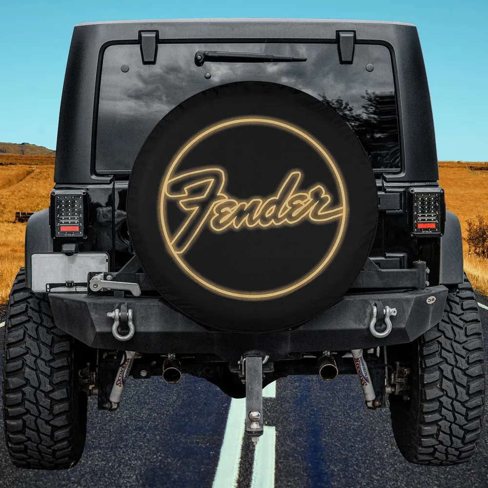fender neon logo circle retro rv spare tire cover with vintage neon style
