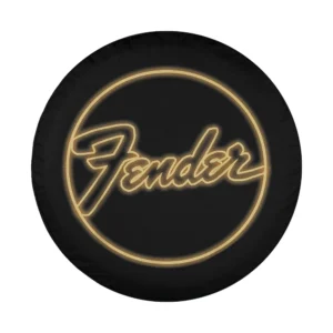 fender neon logo retro tire cover design for rv or jeep