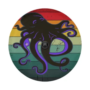 Fishing kraken octopus lover sea monster retro striped design for spare tire cover