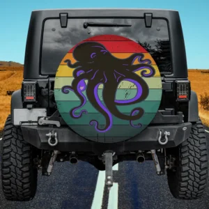Fishing kraken octopus lover sea monster spare tire cover no camera hole on Jeep