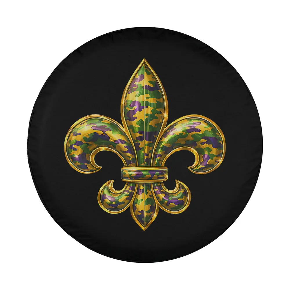 fleur de lis mardi gras camo louisiana spare tire cover design only