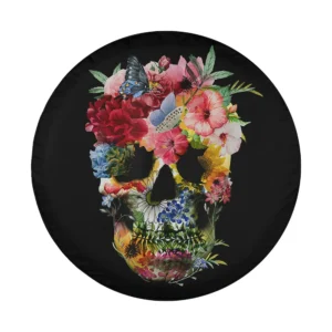 Floral butterfly flower skull sugar skull design with colorful flowers and butterflies