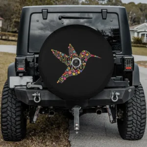 floral hummingbird hidden message anti Trump spare tire cover with camera hole