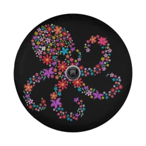 Close-up of floral octopus flowers octopus design on spare tire cover