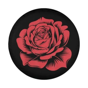 floral rose graphic red flower plant design for spare tire cover