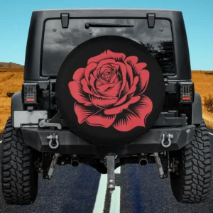 floral rose graphic red flower plant spare tire cover no camera hole for Ford Bronco
