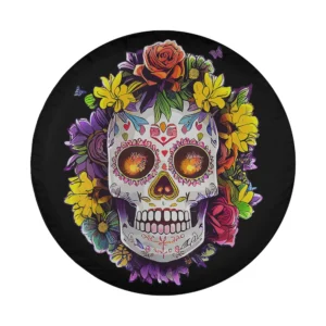 floral wreath sugar skull day of the dead spare tire cover design only