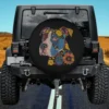 floral vintage pitbull daisy art spare tire cover on Jeep