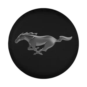 modern pony logo ford mustang spare tire cover design closeup