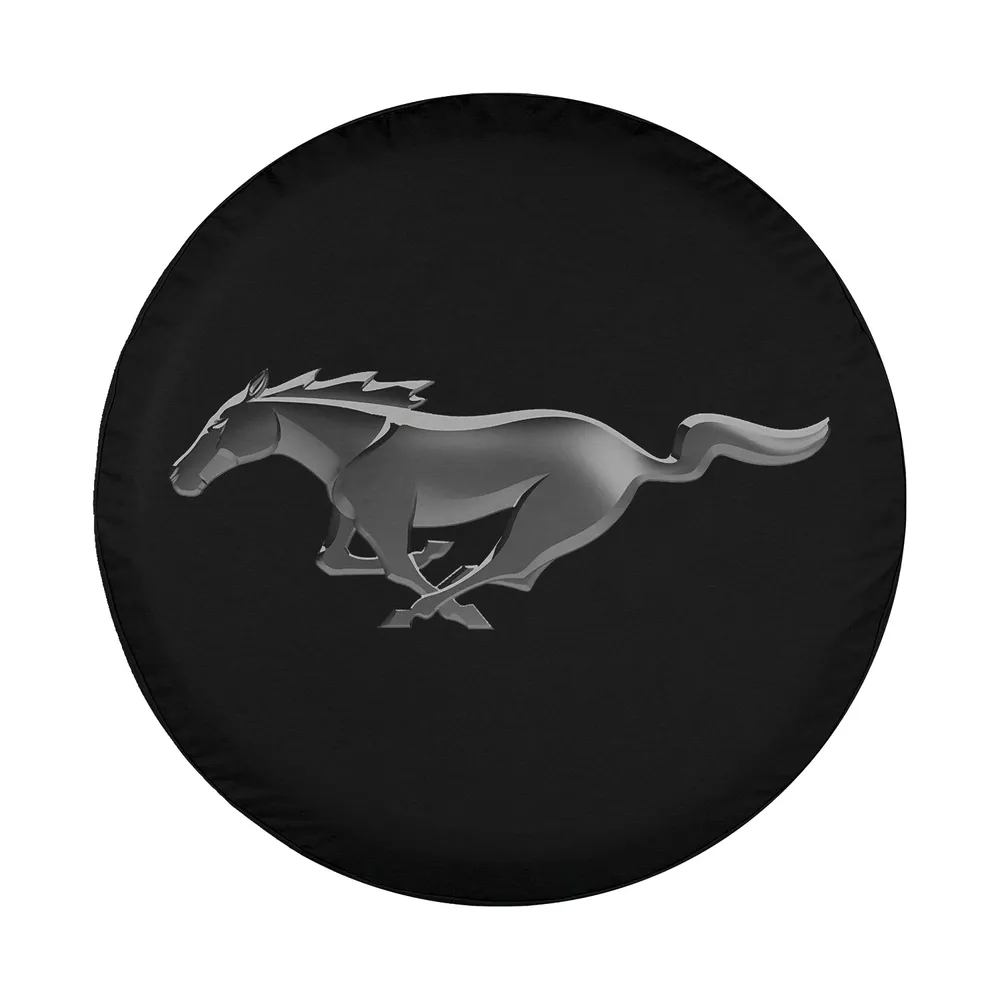 modern pony logo ford mustang spare tire cover design closeup
