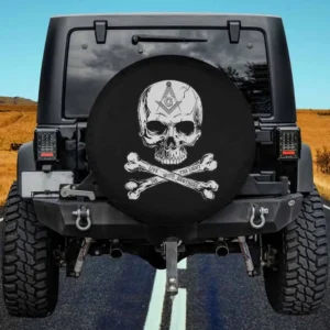 Freemason skull crossbones brothers light spare tire cover no camera hole