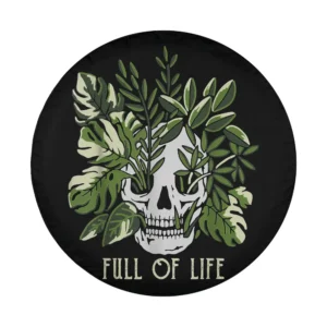 Full of life skull with green leaves garden Halloween design only