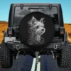 Fun Yorkshire Terrier white sketch dog lover spare tire cover with no camera hole for Jeep and SUV