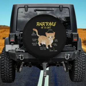 funny anatomy diagram cartoon cat spare tire cover without camera hole for Jeep SUV RV