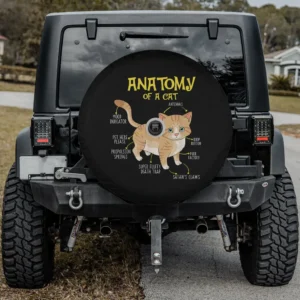 funny anatomy diagram cartoon cat spare tire cover with camera hole fits Jeep 4Runner Bronco