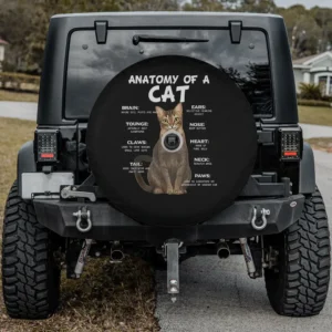 funny anatomy diagram green eyes cat spare tire cover with backup camera hole