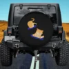 funny black hole cartoon cat cosmic spare tire cover with two orange cats and blue portals
