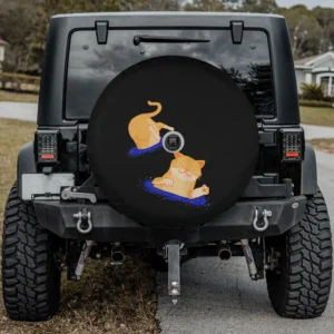 funny black hole cartoon cat cosmic spare tire cover for backup camera Jeep SUV RV