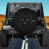 funny blep pink tongue black cat spare tire cover with cartoon face and blep text