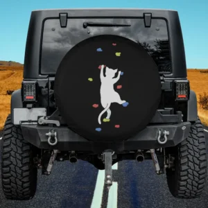 funny bouldering cat colorful climbing holds spare tire cover no camera hole