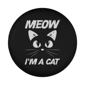 funny cat face meow text costume spare tire cover graphic design only