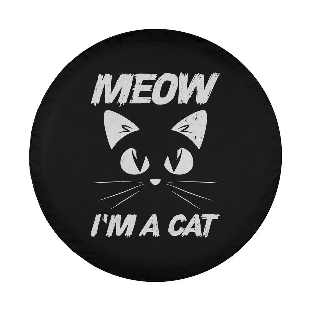 funny cat face meow text costume spare tire cover graphic design only