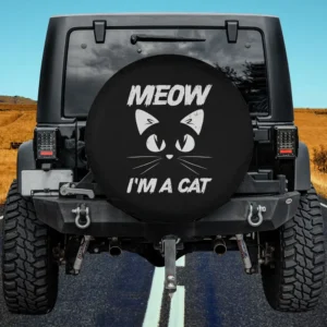 funny cat face meow text costume spare tire cover without camera hole for Jeep