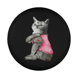 funny cat pink shirt i love mom tattoo design for spare tire cover
