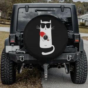 funny cat sunglasses ping pong cartoon spare tire cover with backup camera hole