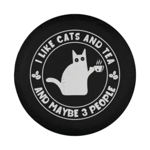 funny cat tea cup maybe 3 people design only tire cover