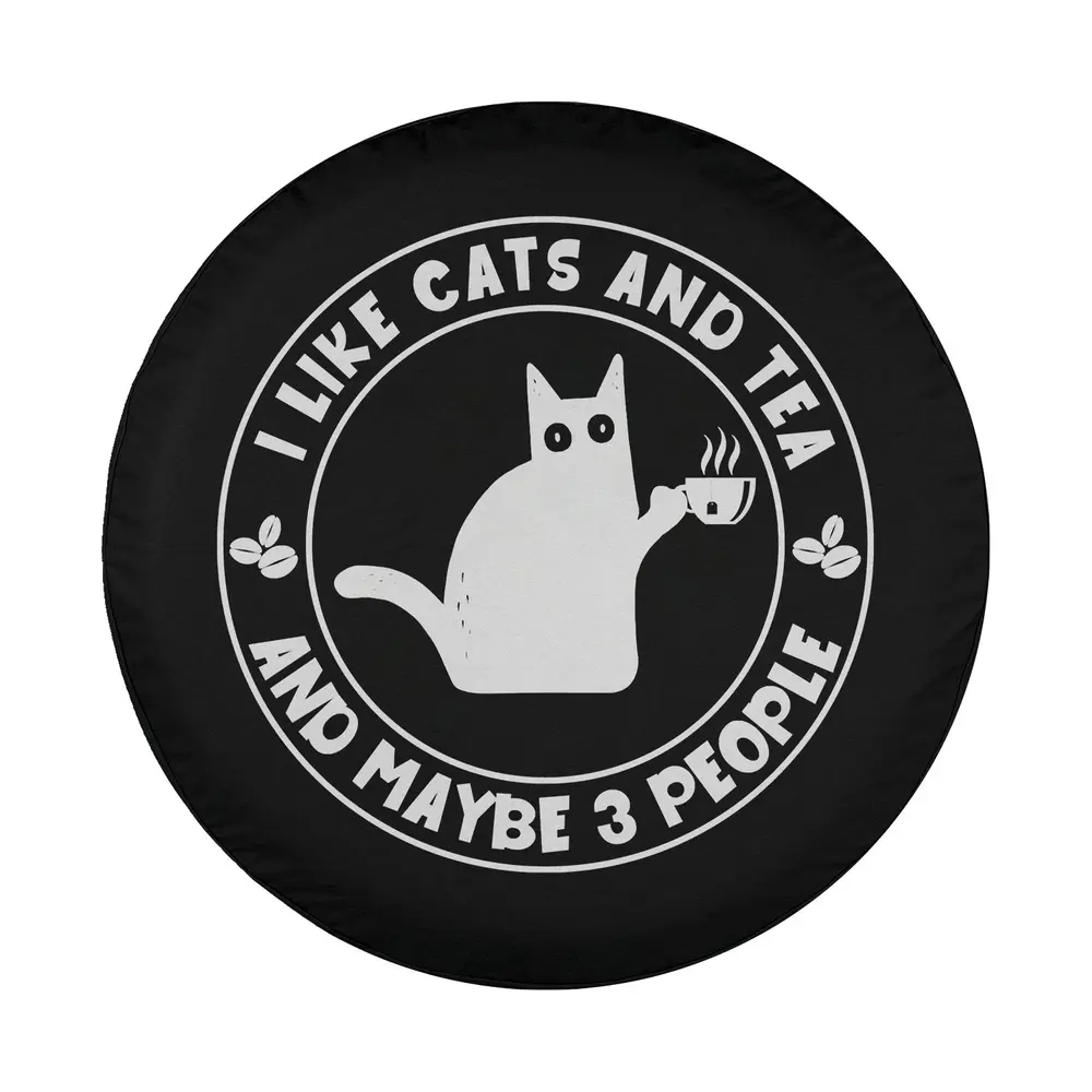 funny cat tea cup maybe 3 people design only tire cover