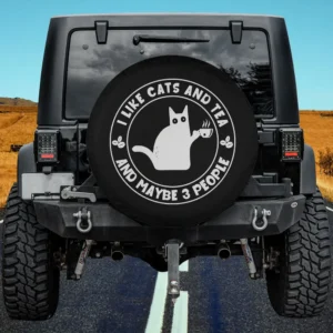 funny cat tea cup maybe 3 people spare tire cover no camera hole