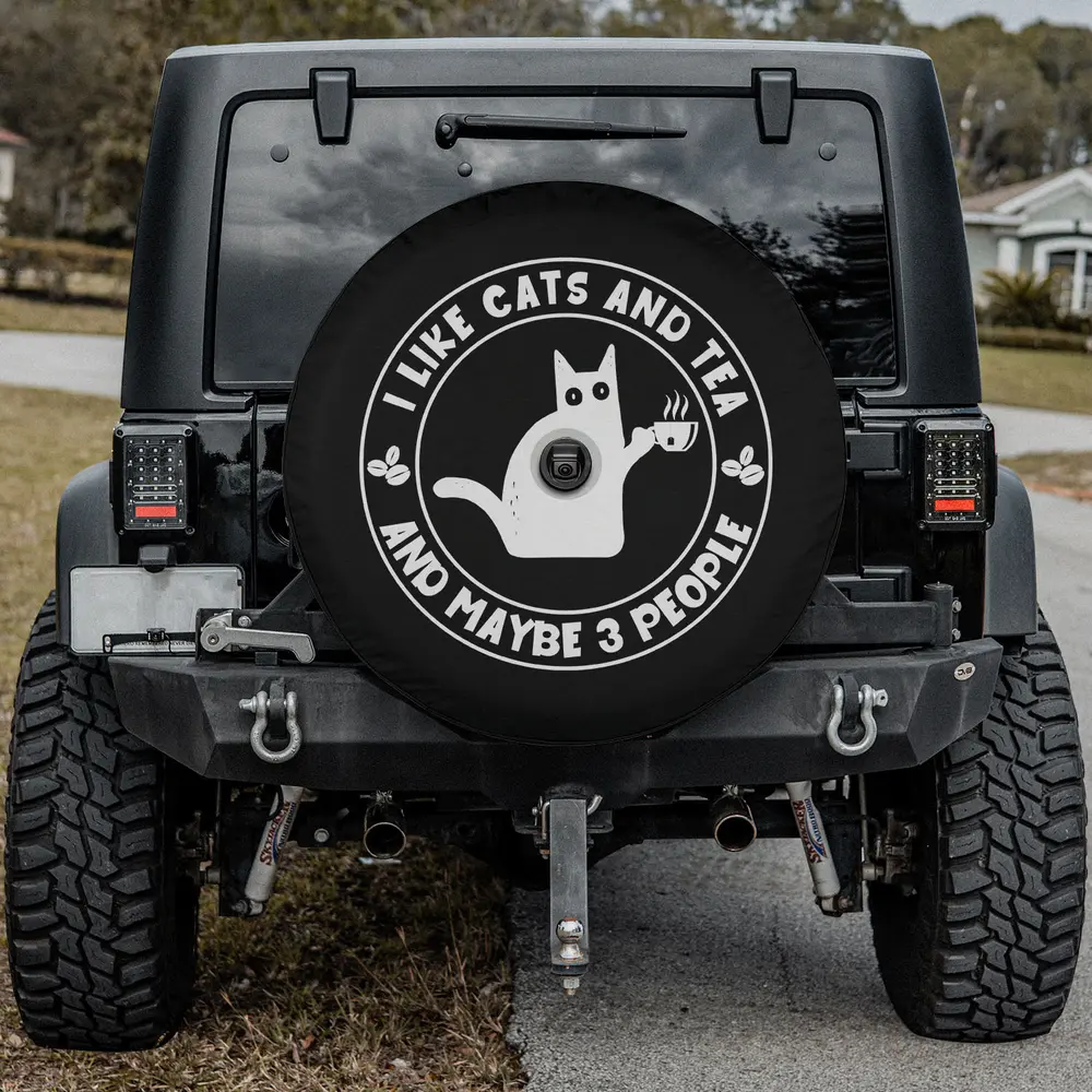funny cat tea cup maybe 3 people spare tire cover with camera hole