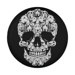 funny cocker spaniel dog skull halloween spare tire cover design only