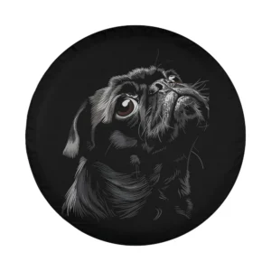 funny cute black pug sketch dog mom dad spare tire cover design only