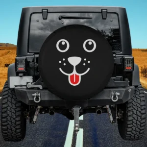 funny dog tongue out happy face spare tire cover without camera hole for Jeep