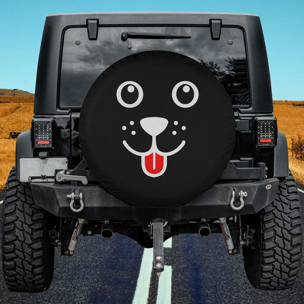 funny dog tongue out happy face spare tire cover without camera hole for Jeep
