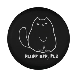 funny fluff off plz cat minimalist line art design for spare tire cover
