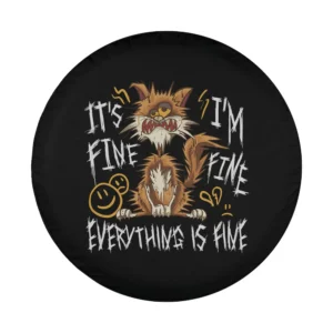 funny frazzled cat everything is fine design only spare tire cover art