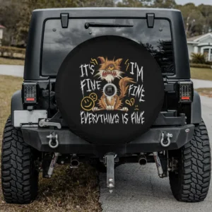funny frazzled cat everything is fine spare tire cover with camera hole for Jeep SUV RV