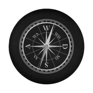 funny gamer wasd compass pc joke spare tire cover design closeup