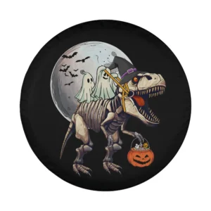 funny ghosts dinosaur t rex halloween design with moon and pumpkin