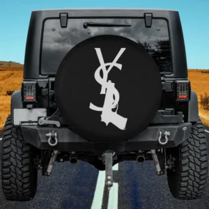 funny graphic luxury gun logo spare tire cover no camera hole for Jeep RV SUV