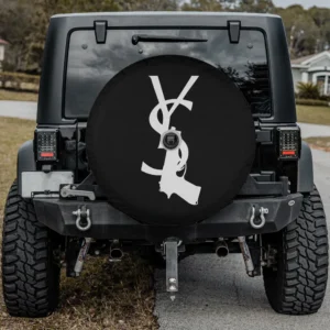 funny graphic luxury gun logo spare tire cover with camera hole for Jeep RV SUV