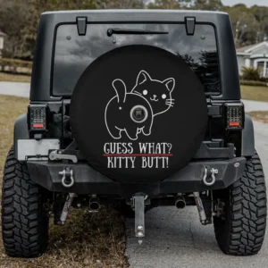 funny kitten butt line art cat spare tire cover with backup camera hole for Jeep SUV RV