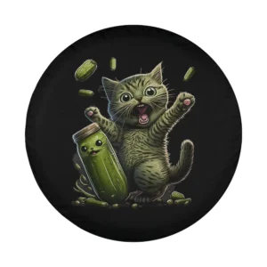 funny kittens gherkin pickle cat mom cartoon art spare tire cover design only