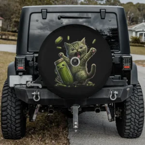 funny kittens gherkin pickle cat mom spare tire cover with camera hole for SUV Jeep