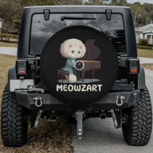 funny meowzart cat grand piano spare tire cover with backup camera hole for SUV