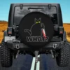 funny murderous cat with bloody knife and WHAT text halloween spare tire cover no camera hole