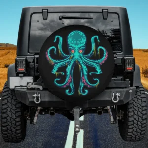 Funny octopus kraken ocean sea life spare tire cover without camera hole on Jeep